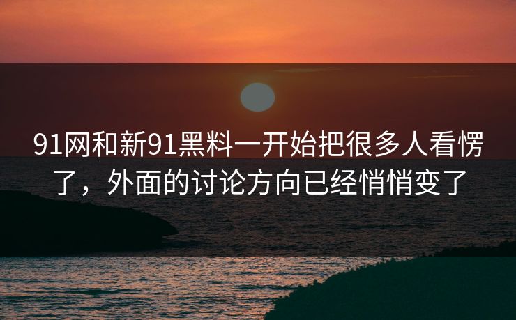 91网和新91黑料一开始把很多人看愣了，外面的讨论方向已经悄悄变了